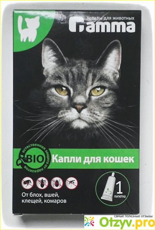 Отзыв о Капли противопаразитарные Gamma (Гамма) для кошек от блох, клещей, комаров