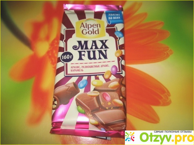 Отзыв о Шоколад Alpen Gold Max Fun Арахис, разноцветные драже, карамель
