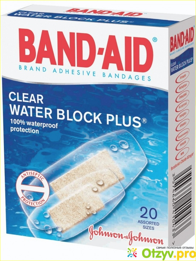 Виды пластырей BAND-AID от Джонсон и Джонсон. 