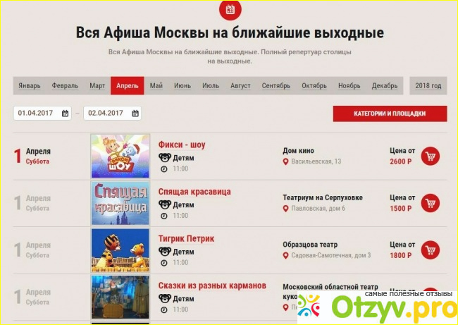Сайт продажи концертных билетов Biletservis.ru и его описание.