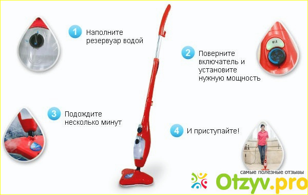 Отзыв о Швабра паровая H2O MOP X5 Elite красная