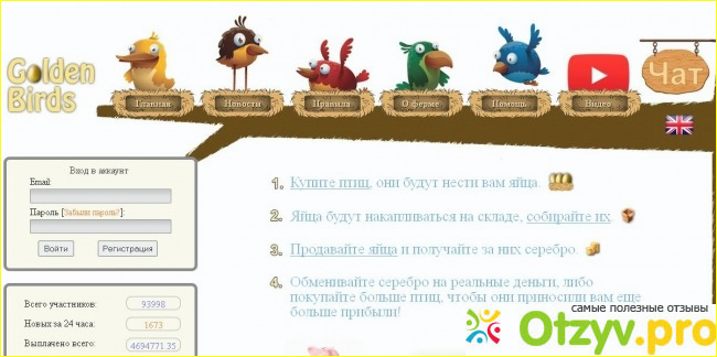 Goldenbirds - одна из очередных провальных игр с выводом денег