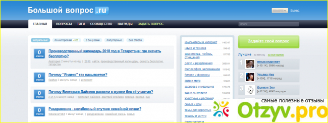 Отзыв о Сайт Большой вопрос