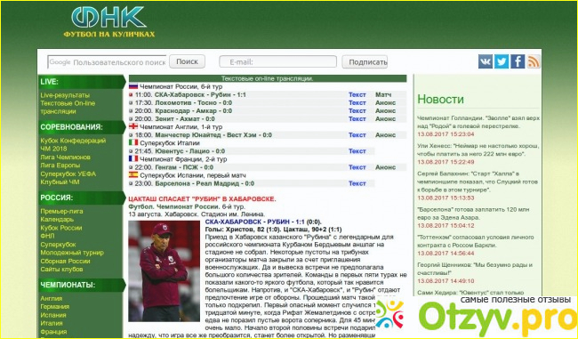 Отзыв о Сайт Футбол на Куличках football.kulichki.net