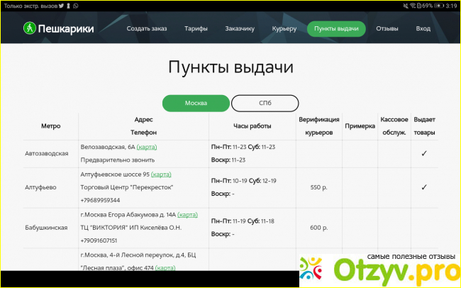 Отзыв о Пункты выдачи в пешкариках отзывы кто сал