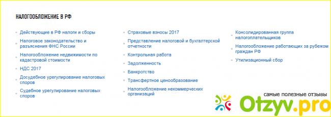 Сервисы сайта налог. ру