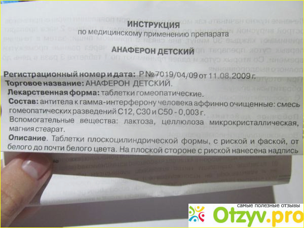 Анаферон состав препарата