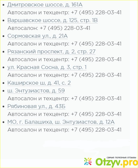 Адреса крупных автосалонов в Москве.