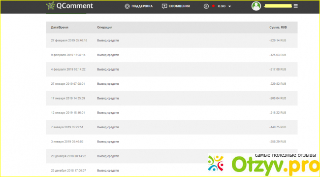  Вывод средств с Qcomment.ru