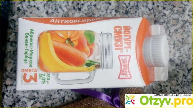 Отзыв о Йогурт-смузи Злагода с Омега-3, абрикосом, морковкой, бананом и тыквой