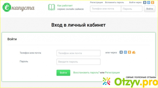 Отзыв о Екапуста регистрация