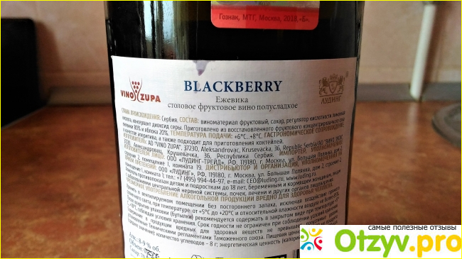 Вино столовое Blackberry fruit wine Vino Zupa фото2