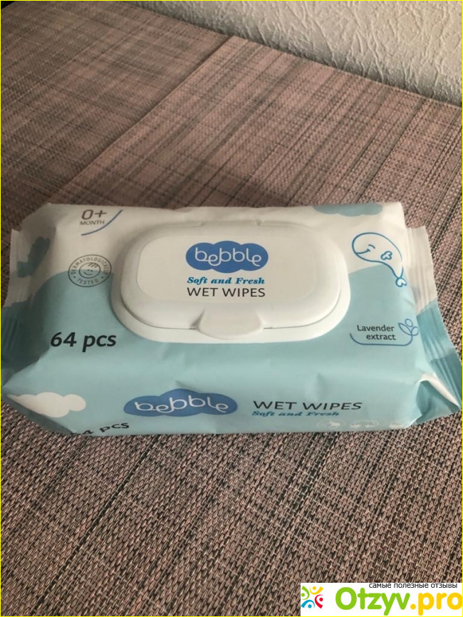 Отзыв о Салфетки влажные детские Wet Wipes Bebble 64 pcs с клипом-крышкой 0+