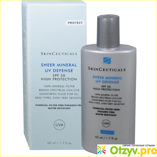 Отзыв о Крем SHEER MINERAL UV DEFENSE SPF50 Солнцезащитный флюид для чувствительной кожи с 100% минеральными фильтрами, 50мл