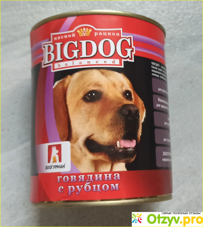 Отзыв о Мясные консервы для собак BIG DOG говядина с рубцом