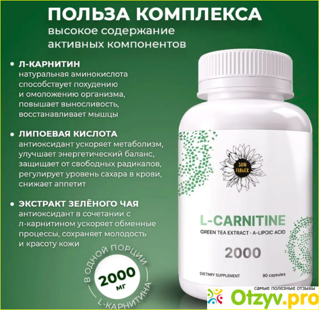 Антиоксидантный комплекс для похудения l-carnitine Sun Flower фото4