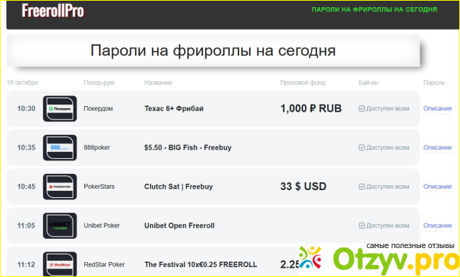 Отзыв о Freerollpro.com